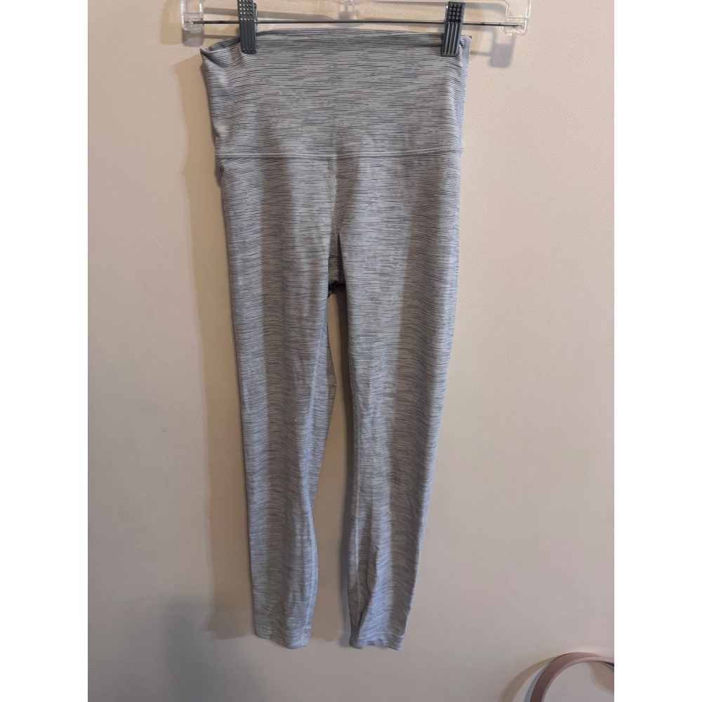 Lululemon Grey Space Dye Heathered High Waisted Athletic Yoga Leggings Women 4